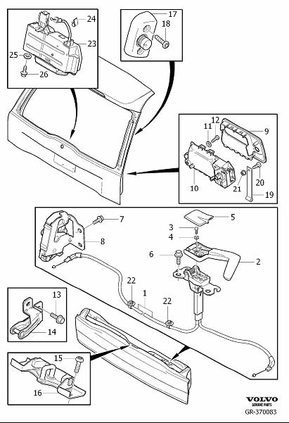 31253051 - Volvo Locking System Tailgate. (Upper). For Vehicles with